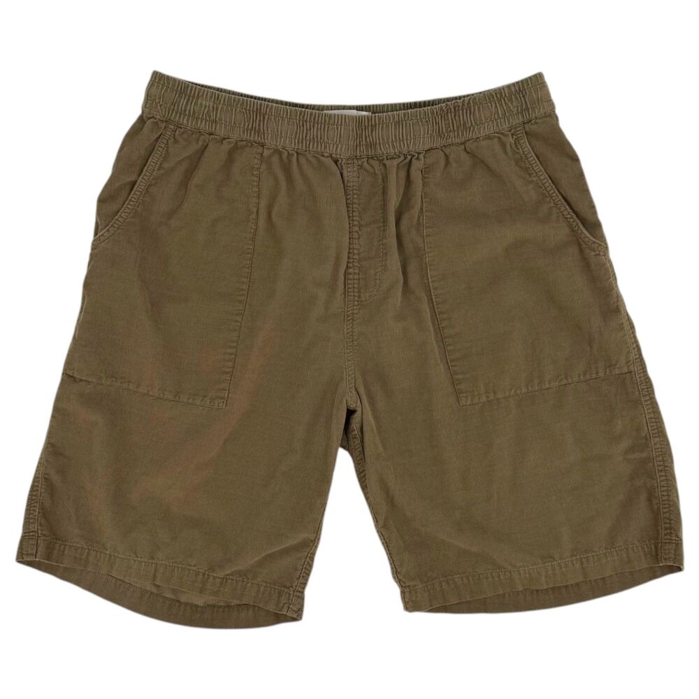 Wellen Huckberry Men's Fatigue Organic Cotton Cord Shorts 9" Olive XL